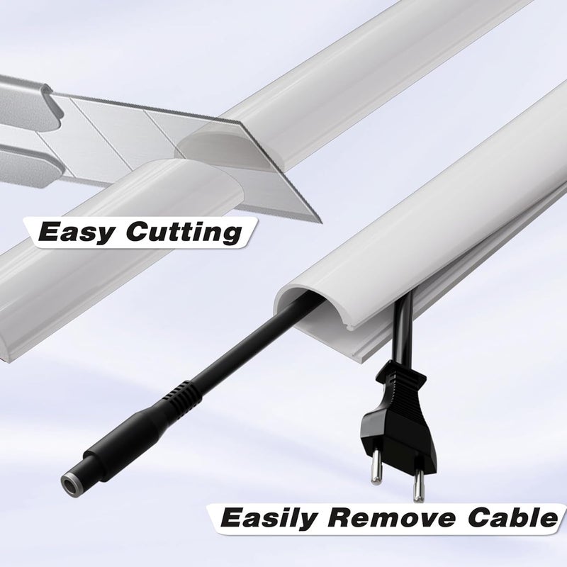 Conwang 78" Silicone Cord Hider for Wall Mount TV,Large Self-Adhesive Cable Hider for 2-3 Cords,Cable Management Under Desk,Cord Organizer,Cable Raceway Home & Office Trim,Cord Concealer Channel,White - Image 3